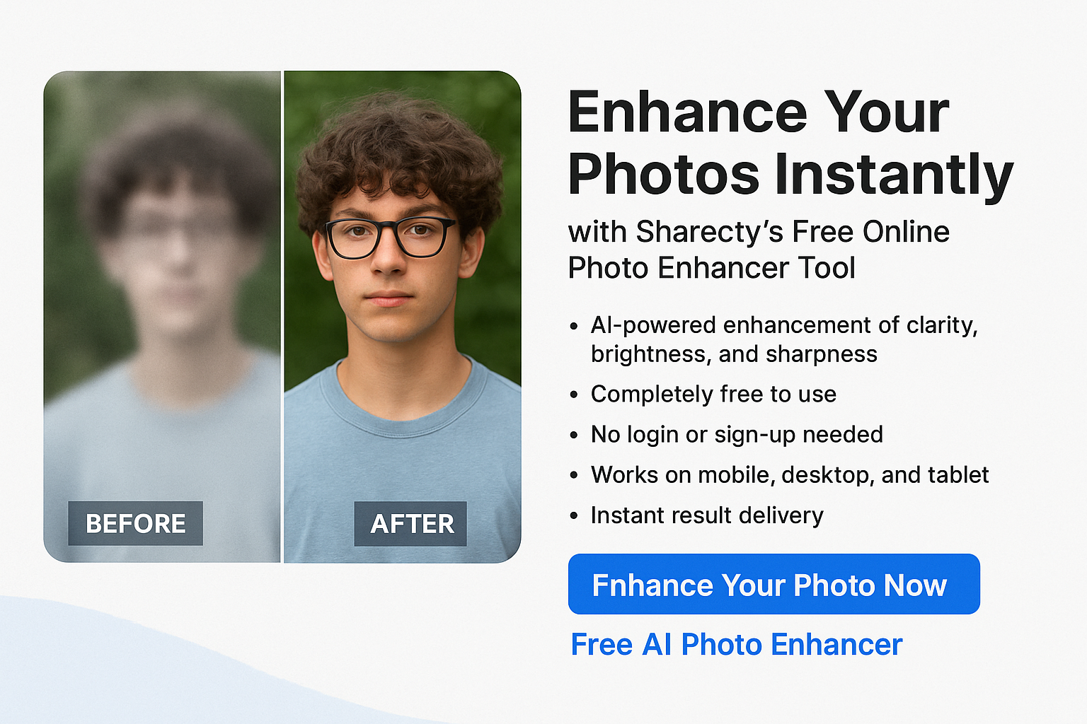 Enhance Your Photos Instantly with Sharecty Free Online Photo Enhancer Tool