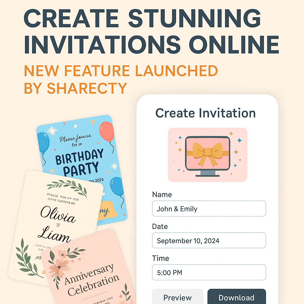 Create Stunning Invitations Online – New Feature Launched by Sharecty